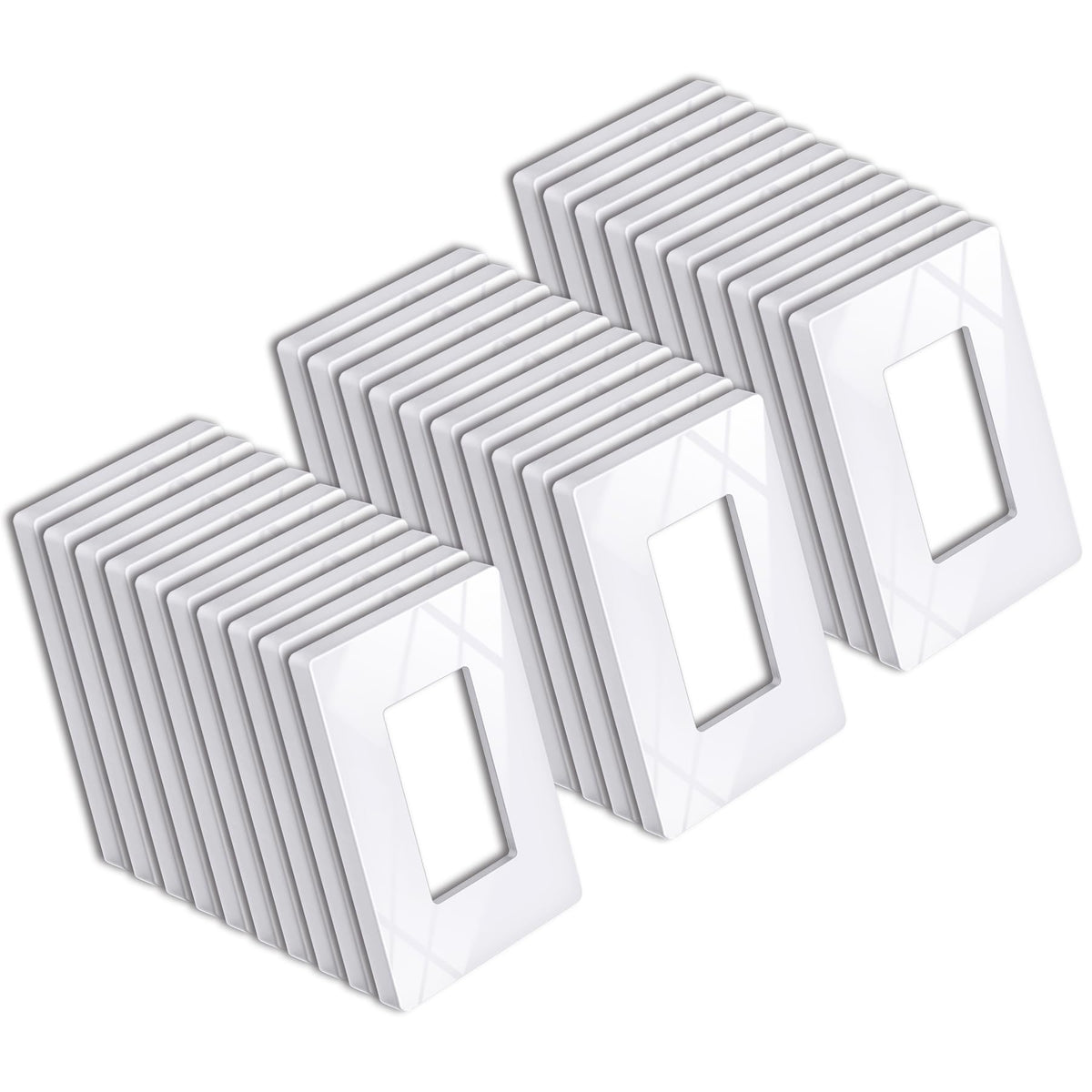 Bestten USWP6 snow white wall plate front view with seamless glossy finish