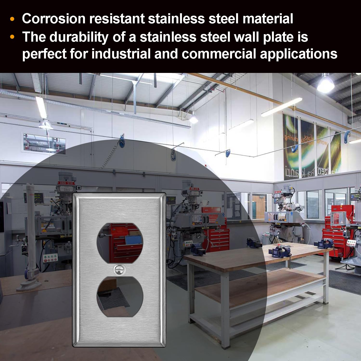 Bestten stainless steel wall plate resists corrosion in damp environments.