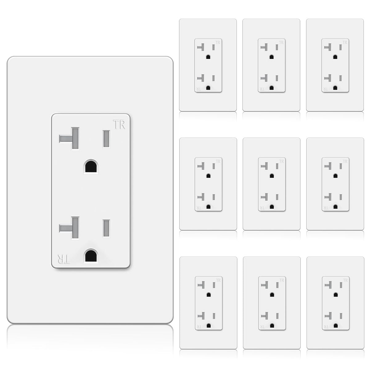 BESTTEN tamper-resistant outlet 20A-125V safeguards family electronics safely.