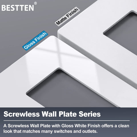 BESTTEN USWP4 white wall plate seamless edge simplifies cleaning