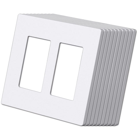 BESTTEN USWP6 matte snow white 2-gang wall plate front view, fingerprint-resistant finish.