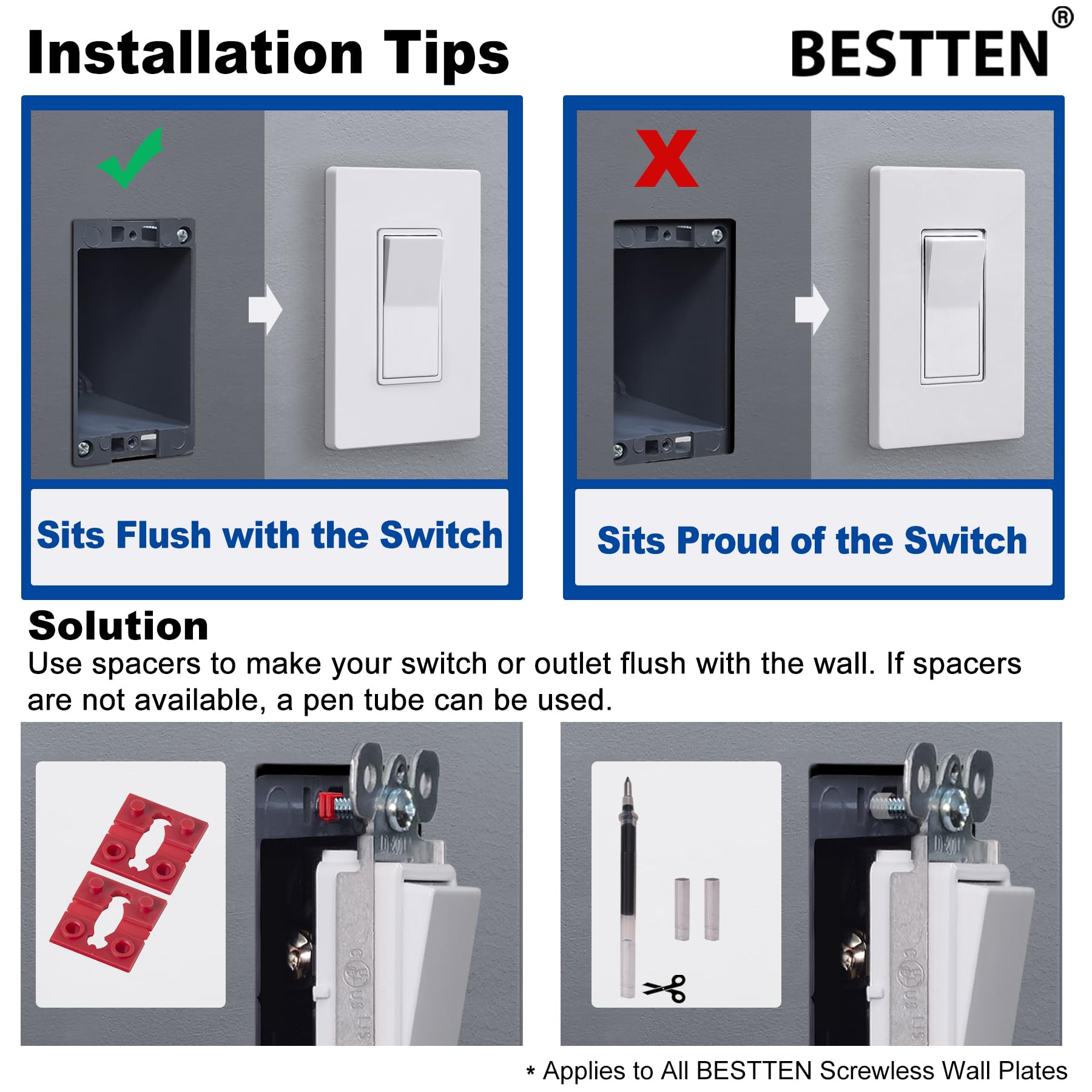BESTTEN USWP6 matte finish reduces reflections in bright rooms.