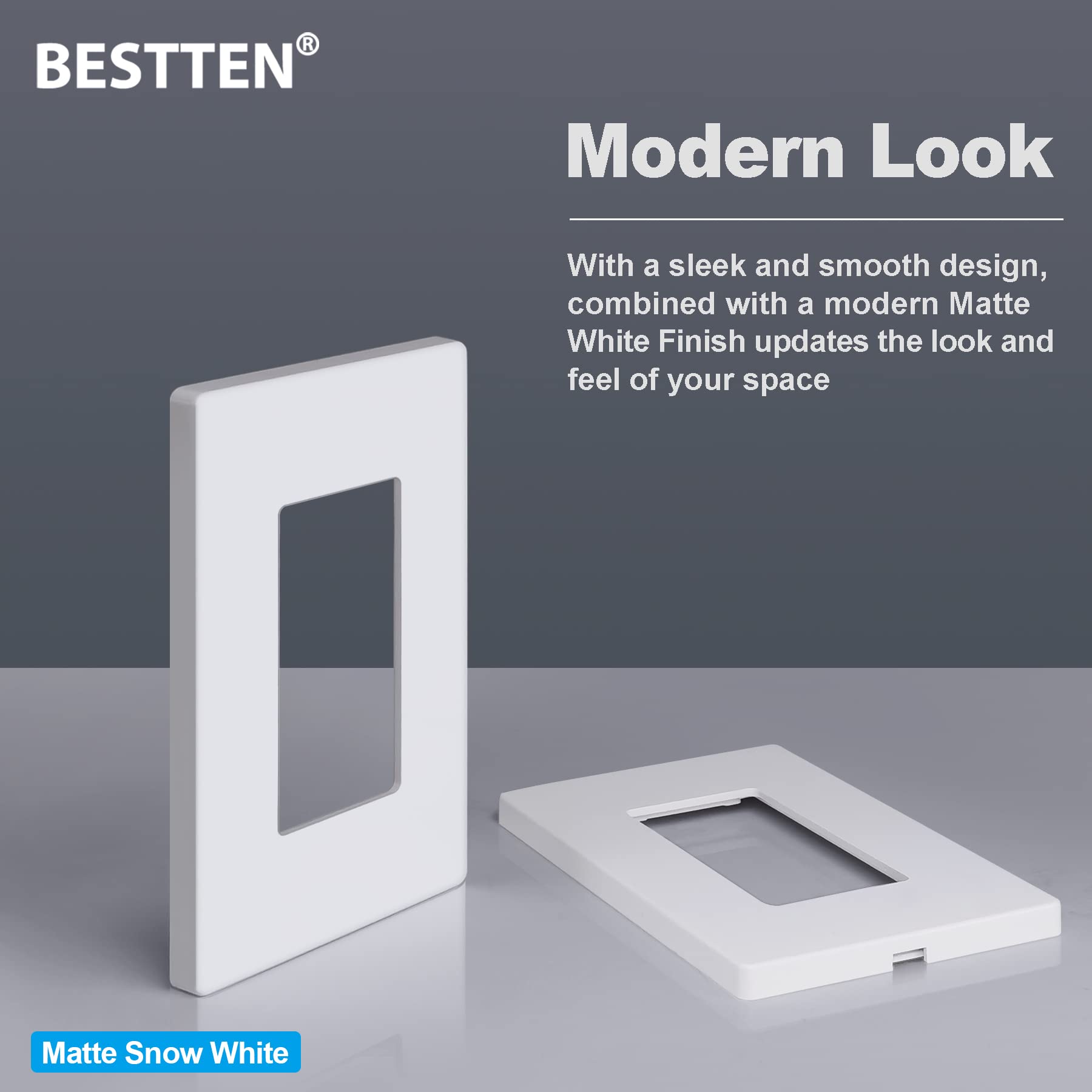 BESTTEN USWP6 wall plate back-side reveals screwless design for quick mounting.