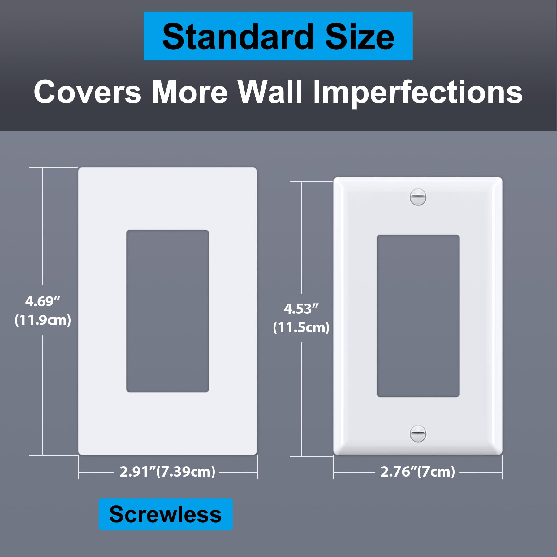 BESTTEN USWP6 wall plate measured at 4.69 by 2.91 inches for precise fit.