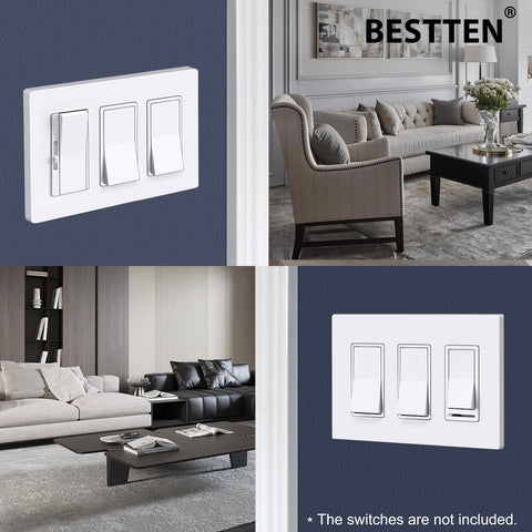 BESTTEN wall plate pack close-up showing decorator outlets for a cohesive room look.