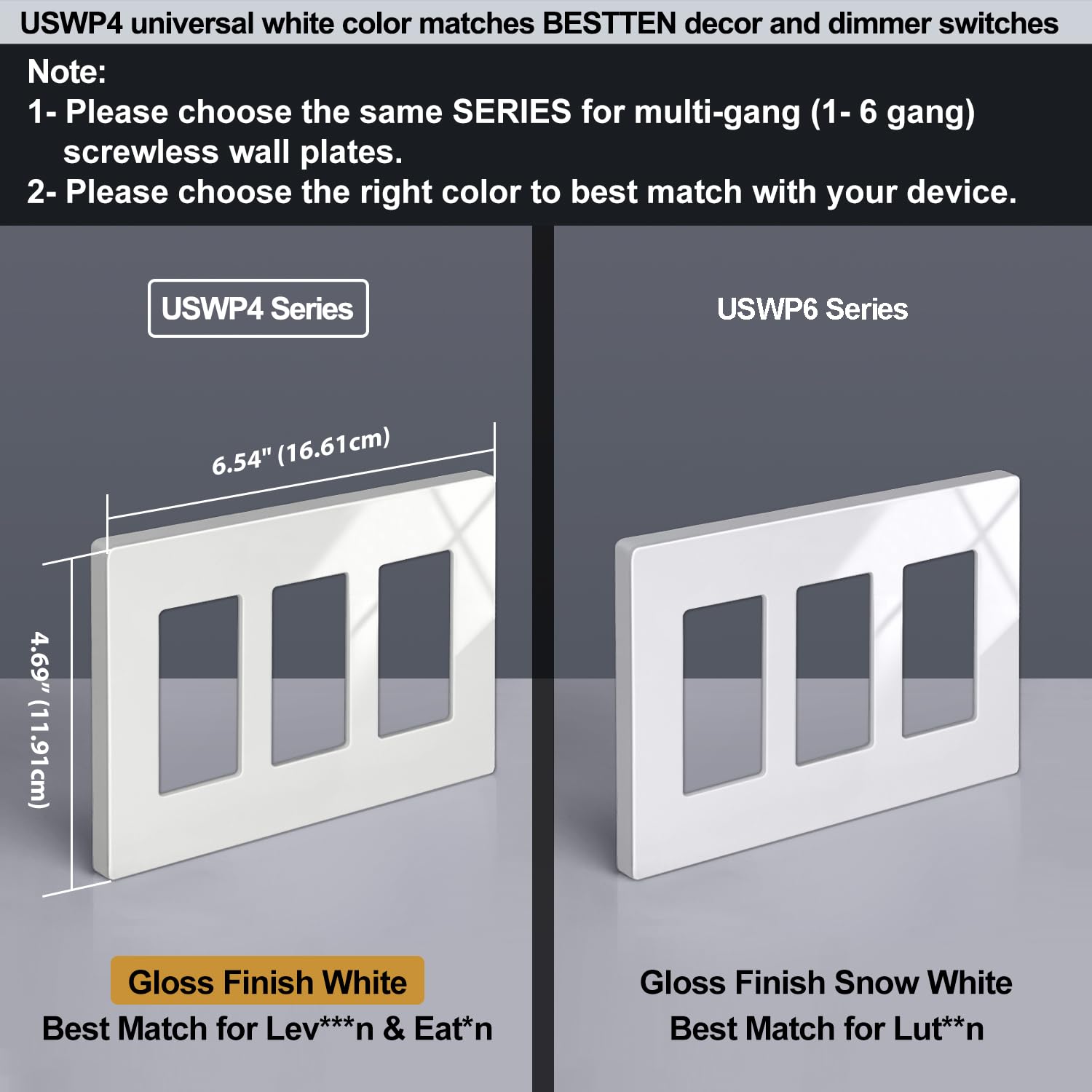 BESTTEN wall plate pry-slot removal enables quick, tool-assisted installation.