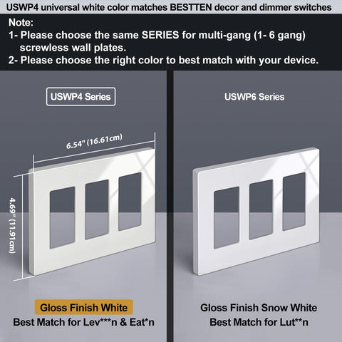 BESTTEN wall plate pry-slot removal enables quick, tool-assisted installation.