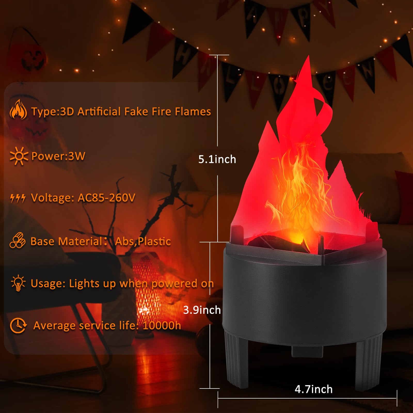 Bestview LED campfire lamp providing vibrant red glow for festive decor