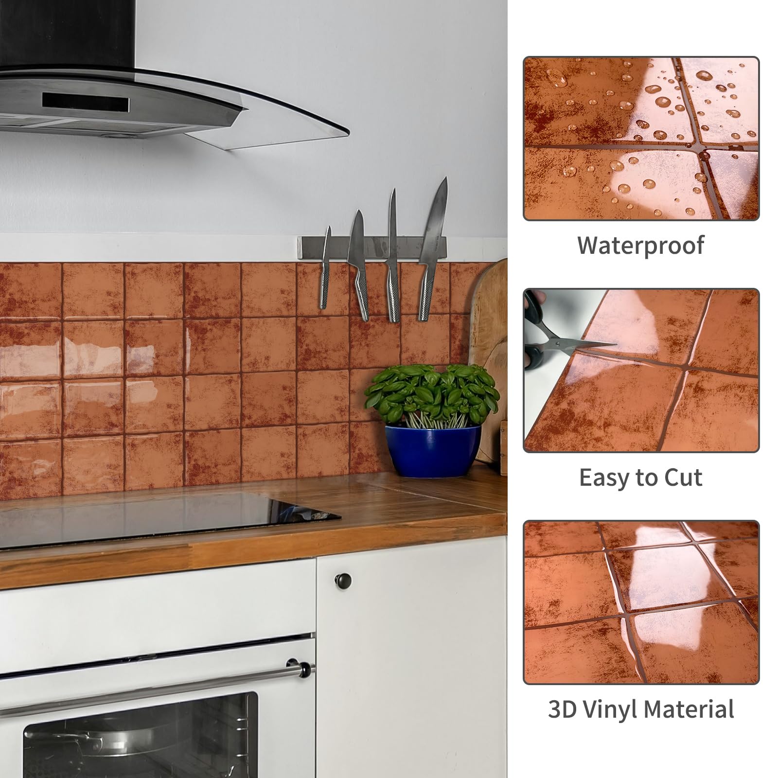 BESTWOO 3D square mosaic tile for shower walls, waterproof and quick to clean.