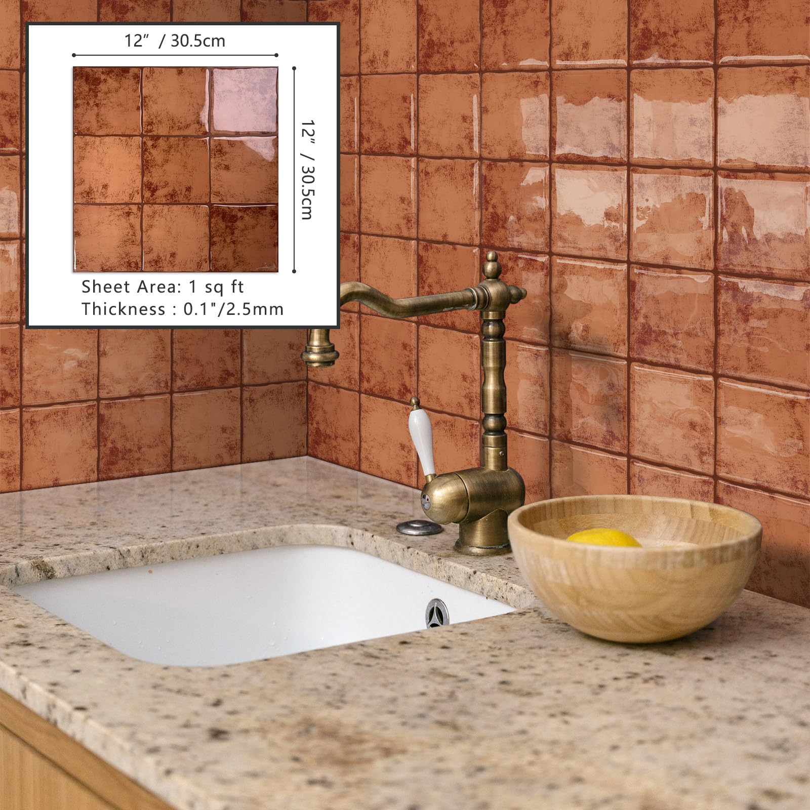 BESTWOO self-adhesive tile for kitchen backsplashes, no grout required.