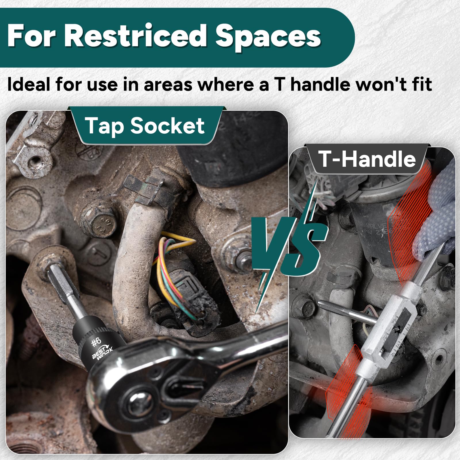 Bestwork hex adapter connects the tap driver to power tools for faster tapping