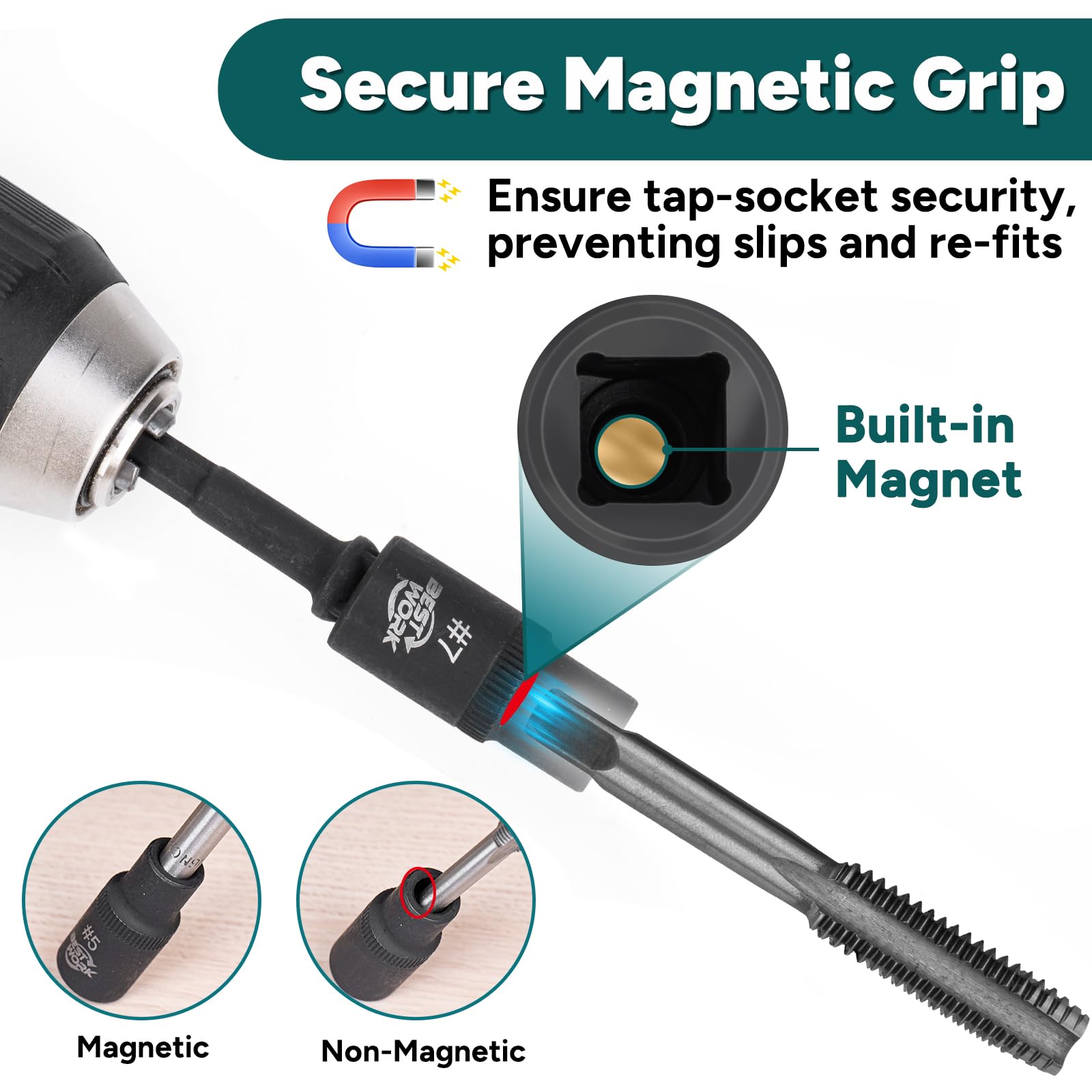Bestwork tap handle in tight space enabling access to confined threads