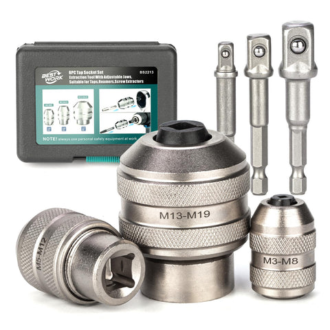 Bestwork tap socket set in 1/4 drive for tight spaces and precise threading.