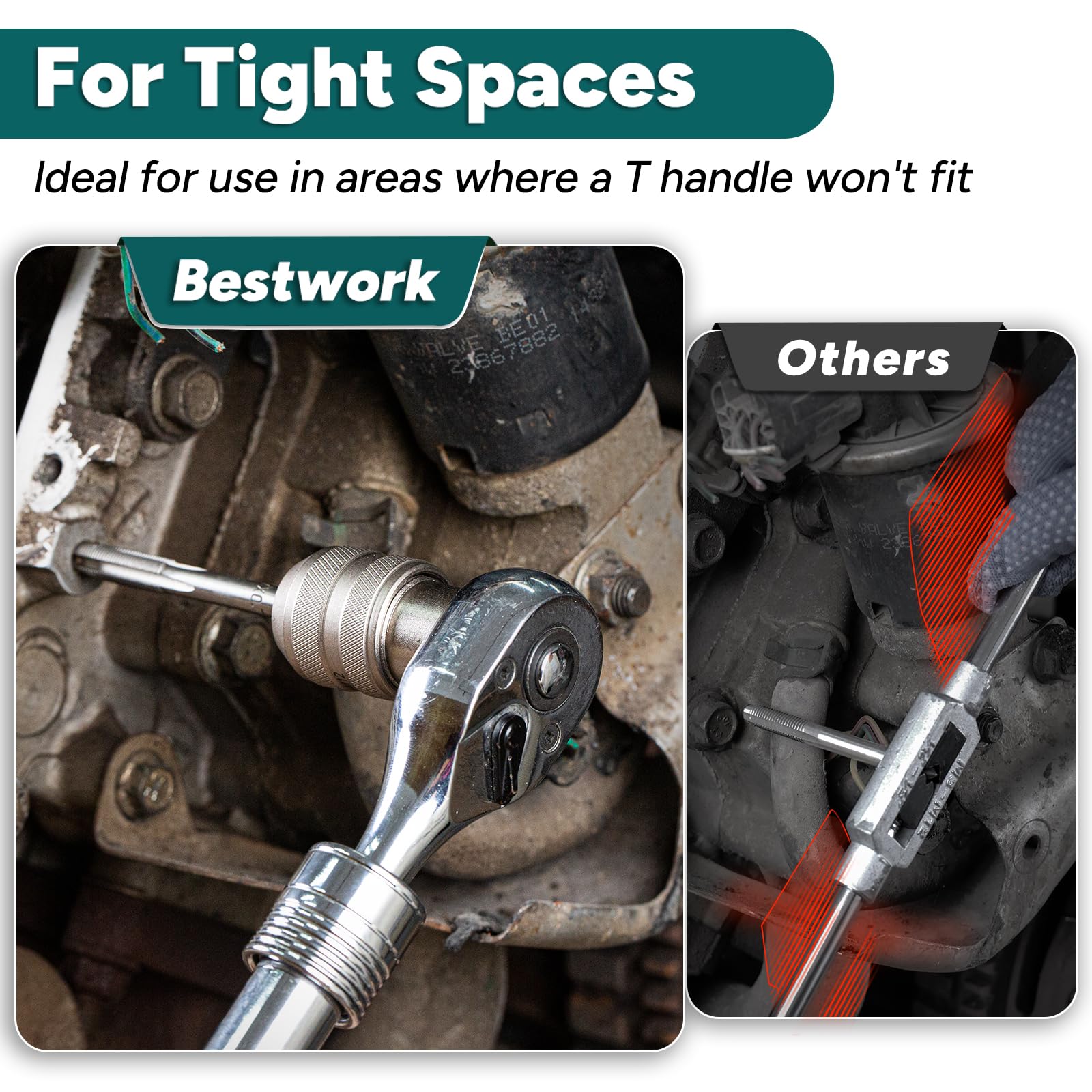 Bestwork tap socket set in 3/8 drive for versatile reach on mid-sized projects.