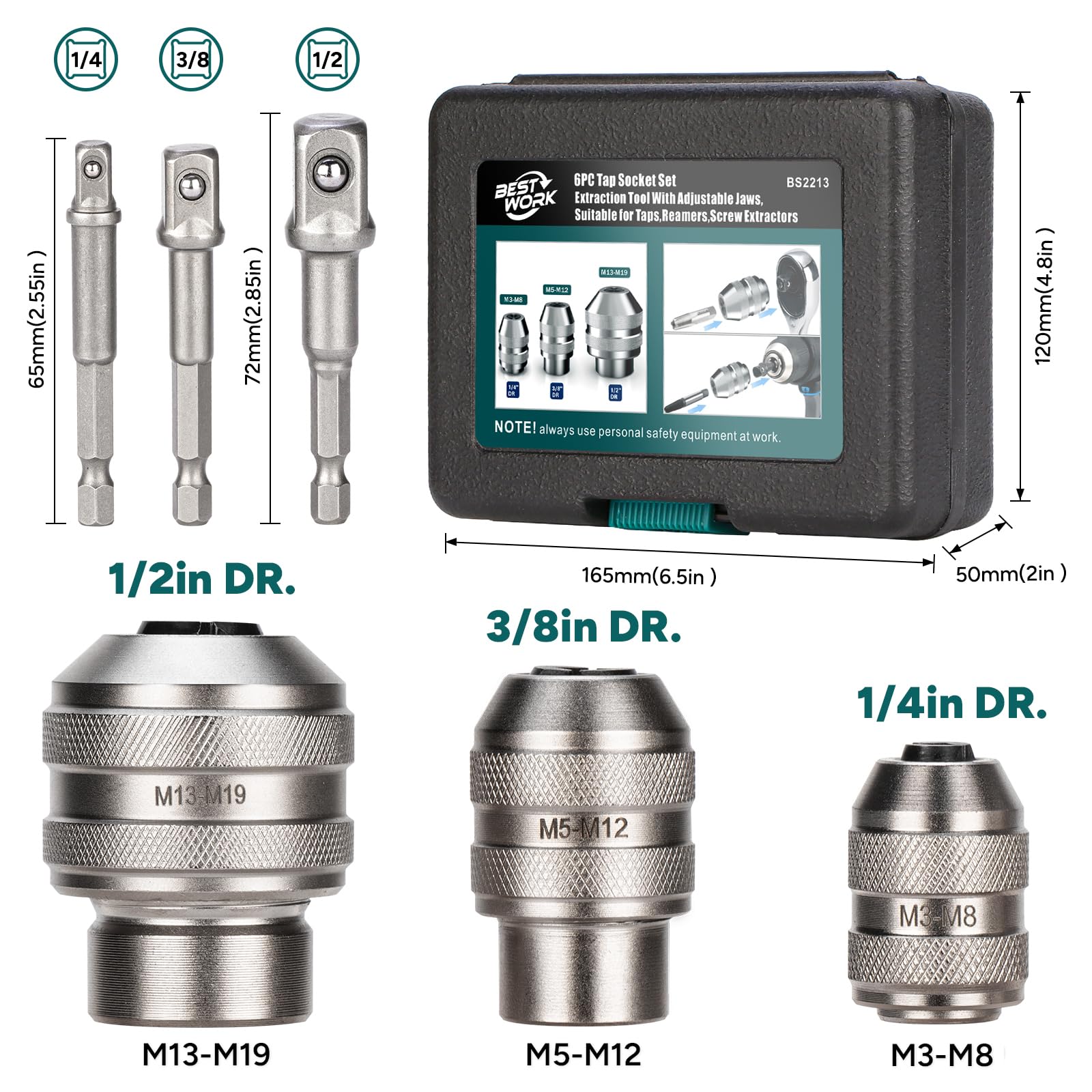 Bestwork knurled locking ring ensures secure grip and stable tap engagement.