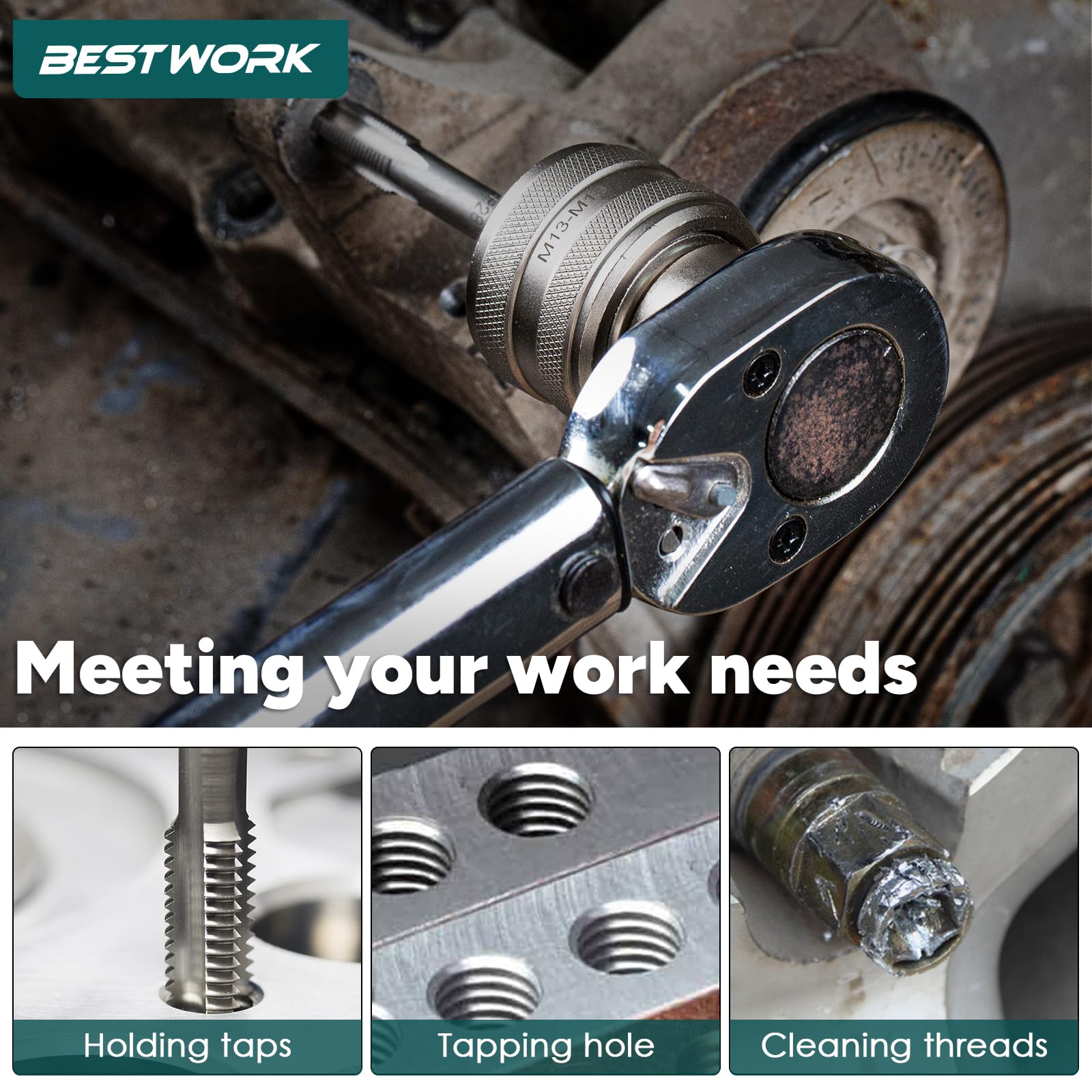 Bestwork three square drive sockets cover common tool setups for fast customization.