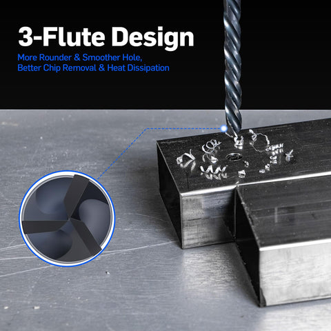 Bestwork varied sizes drill bits with 3-flute and 2-flute for versatility