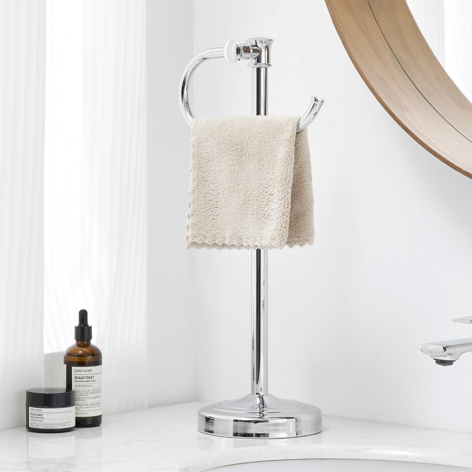 Besy 17-inch polished chrome stand towel bar for daily bathroom use