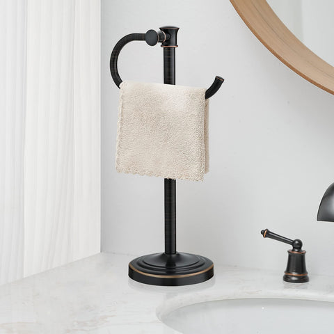 BESy 17-inch towel bar stand, front view, sturdy base for upright towels.