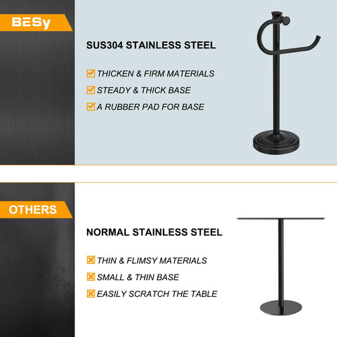 BESy vertical stand with wide base resists tipping.