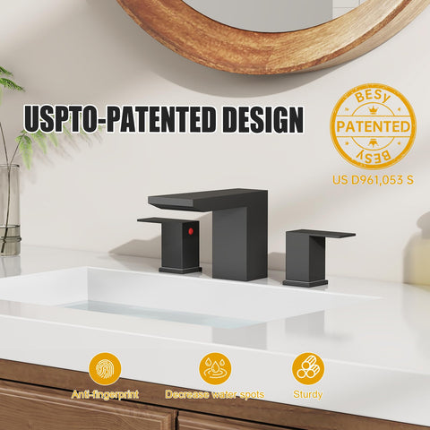 BESy 8-inch wide bathroom sink faucet delivering a modern waterfall at your sink.