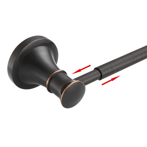 BESy adjustable bronze towel bar 16-26 inch in action for flexible bathroom setup