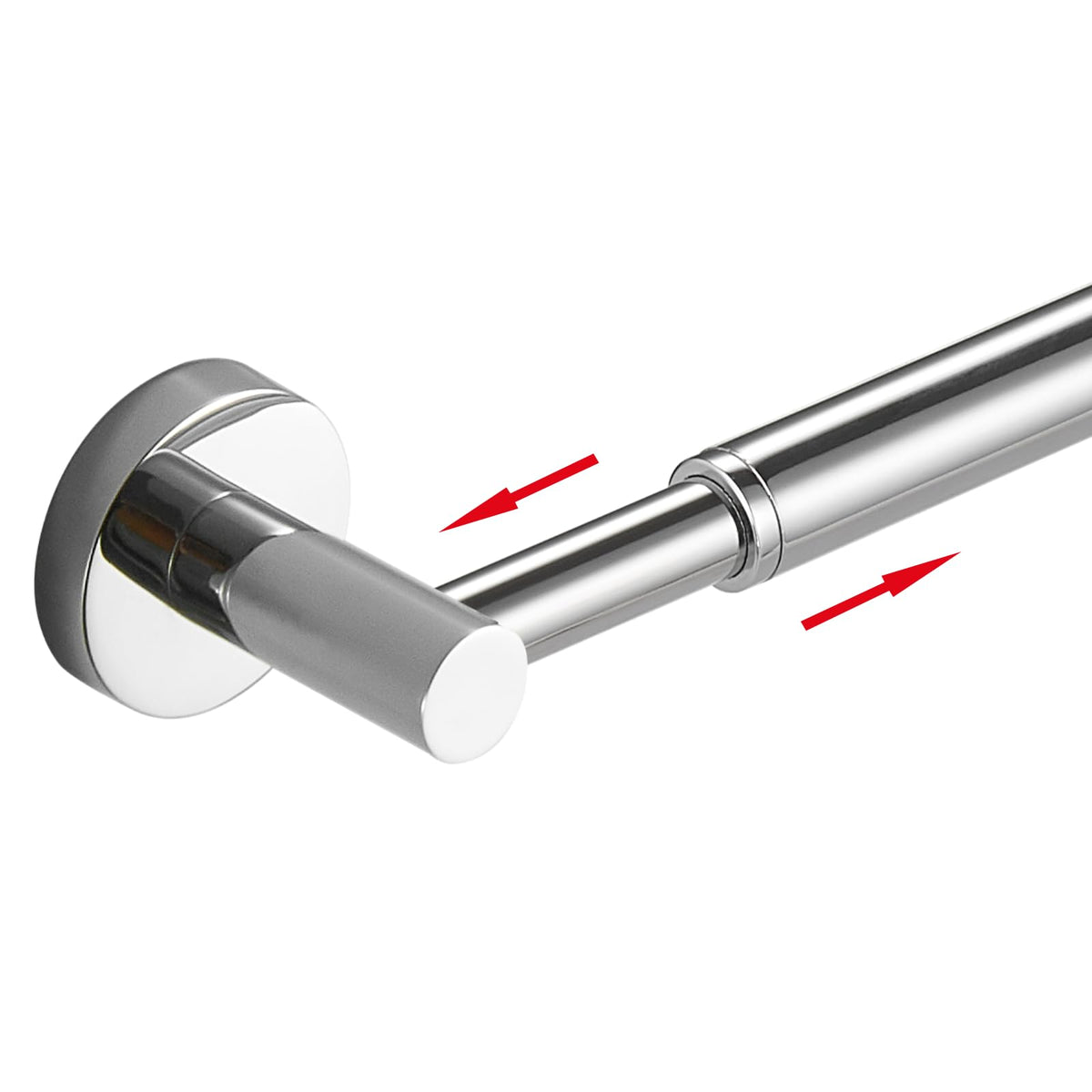 BESy adjustable towel bar extended to 26 inches for flexible bathroom spacing.