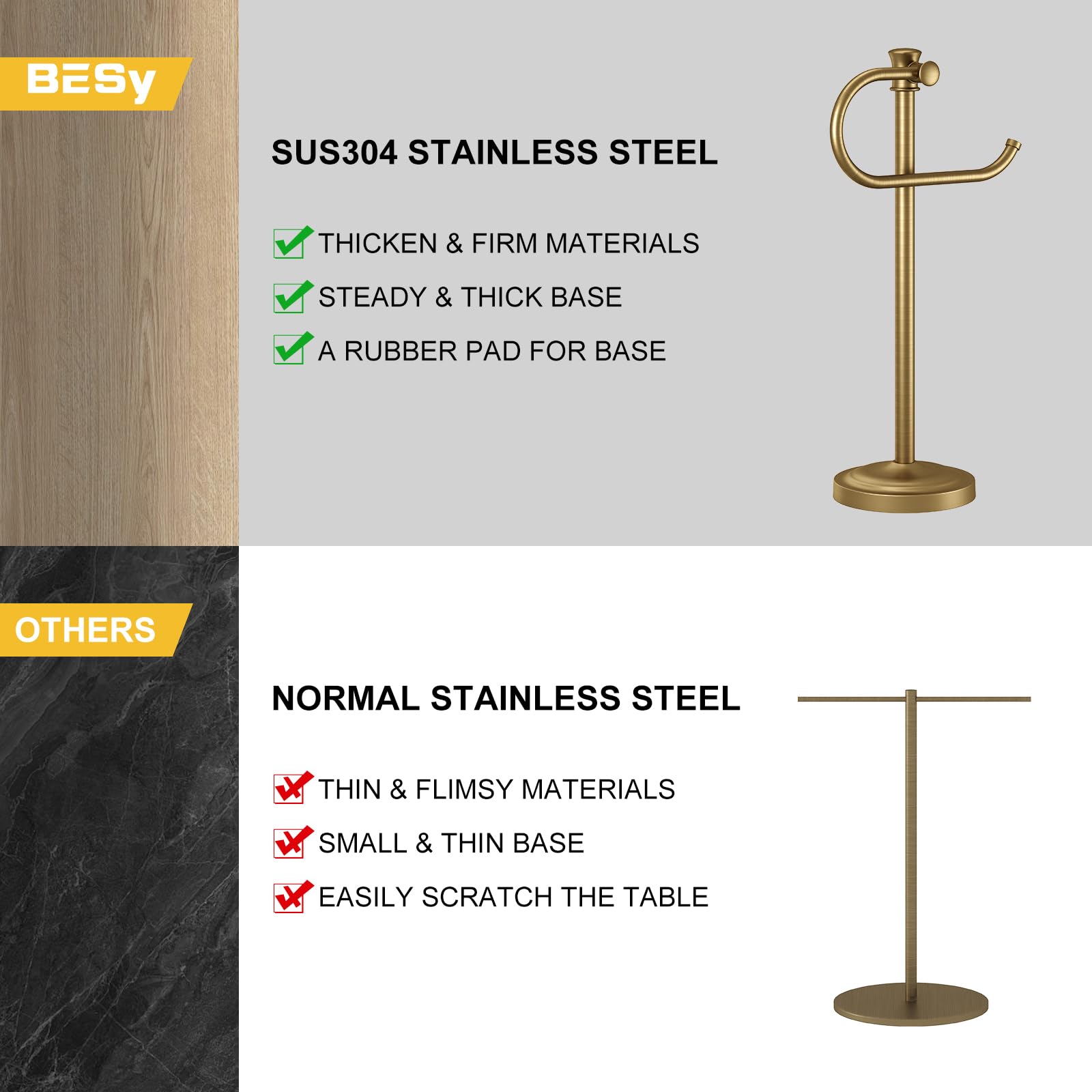 BESy bathroom vanity towel holder keeps towels within reach.