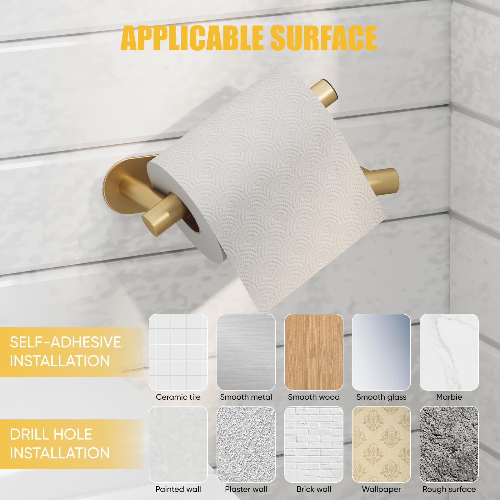 Besy brushed-gold holder complements modern bathroom decor