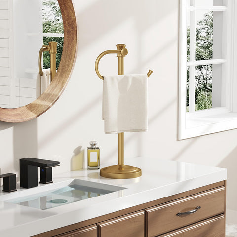 BESy brushed gold stand base detail highlighting sturdy wide base.