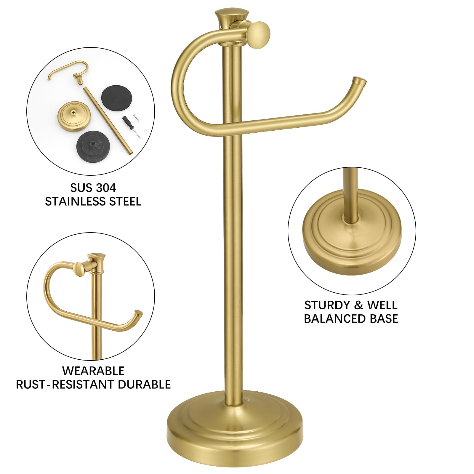 BESy brushed gold stand concealed screws for clean, modern appearance.
