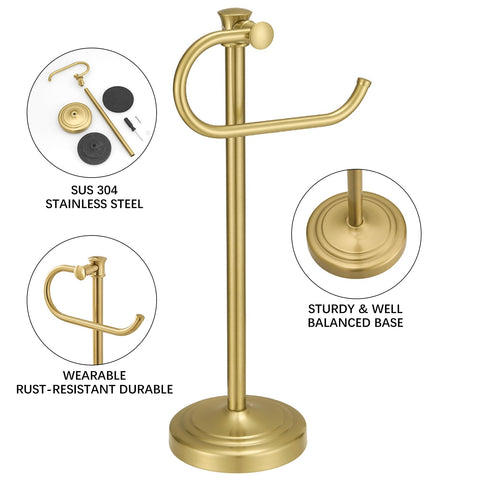 BESy brushed gold stand concealed screws for clean, modern appearance.