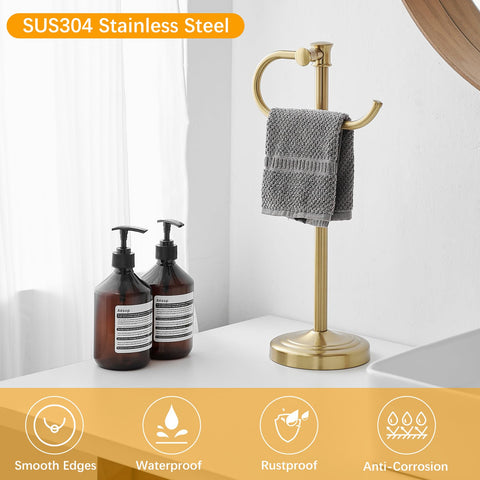 BESy brushed gold stand free-standing design fits any room.