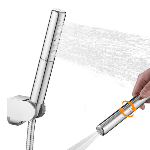 BESy chrome brass 2-in-1 shower head, angle view shows broad coverage