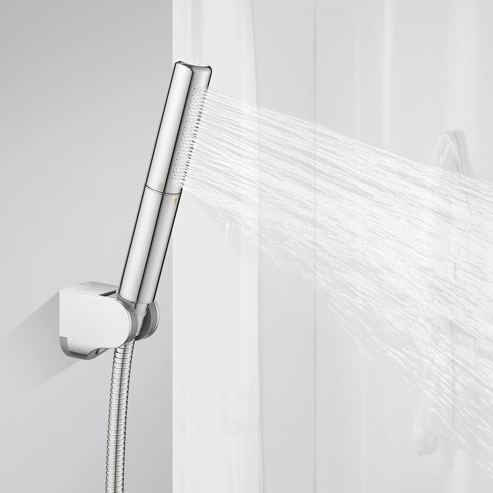BESy chrome brass 2-in-1 shower head handheld wand in use for targeted rinsing