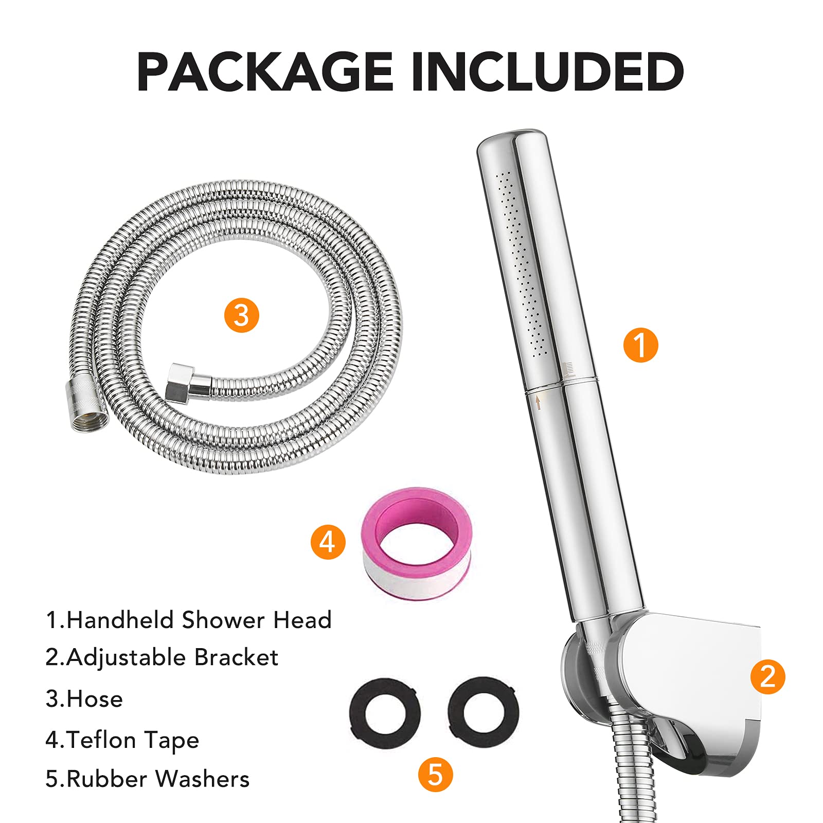 BESy chrome brass 2-in-1 shower head hose flexibility for long reach