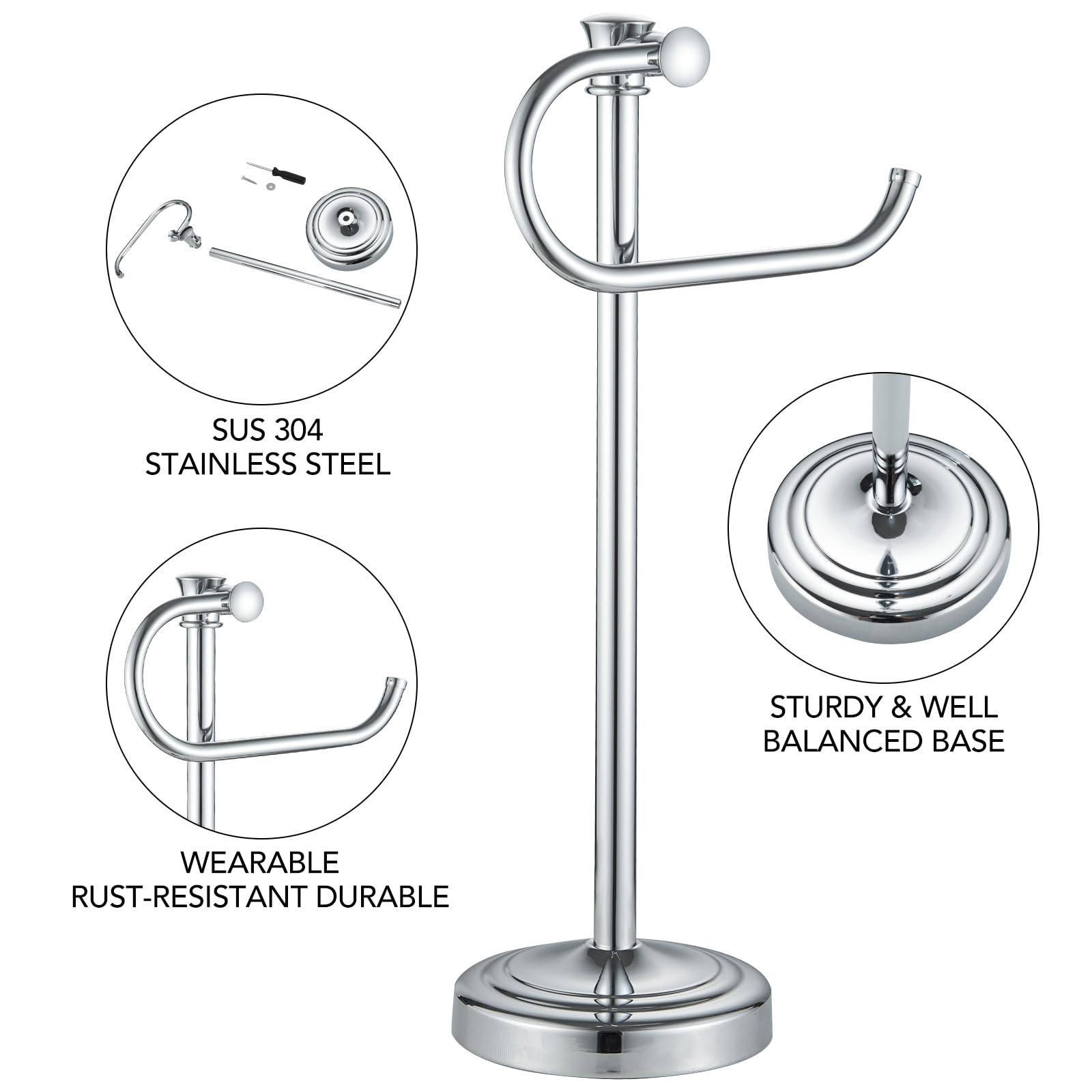 Besy chrome towel bar enhances vanity with a sleek chrome finish