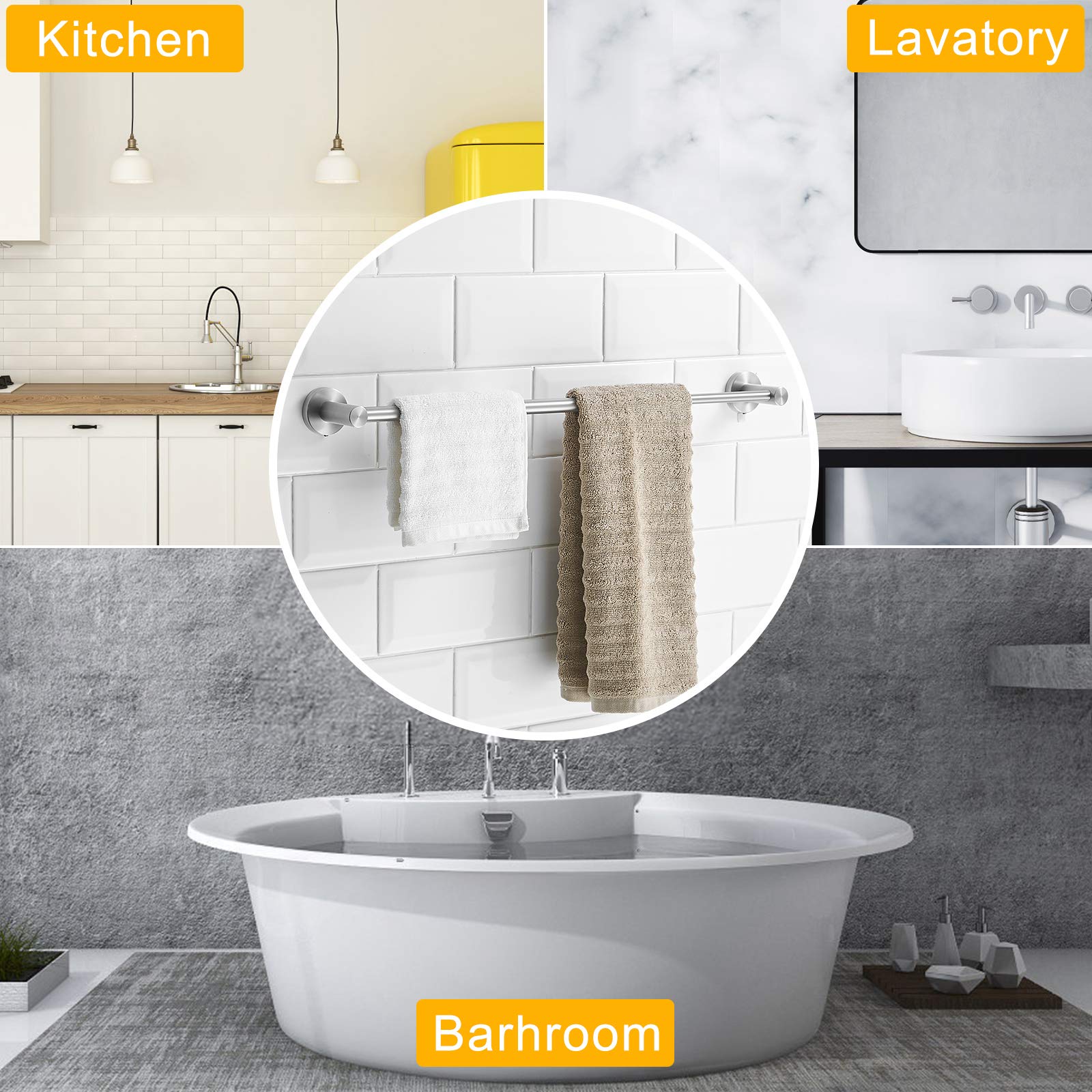 BESy easy-clean towel bar; simply wipe away dust and moisture.