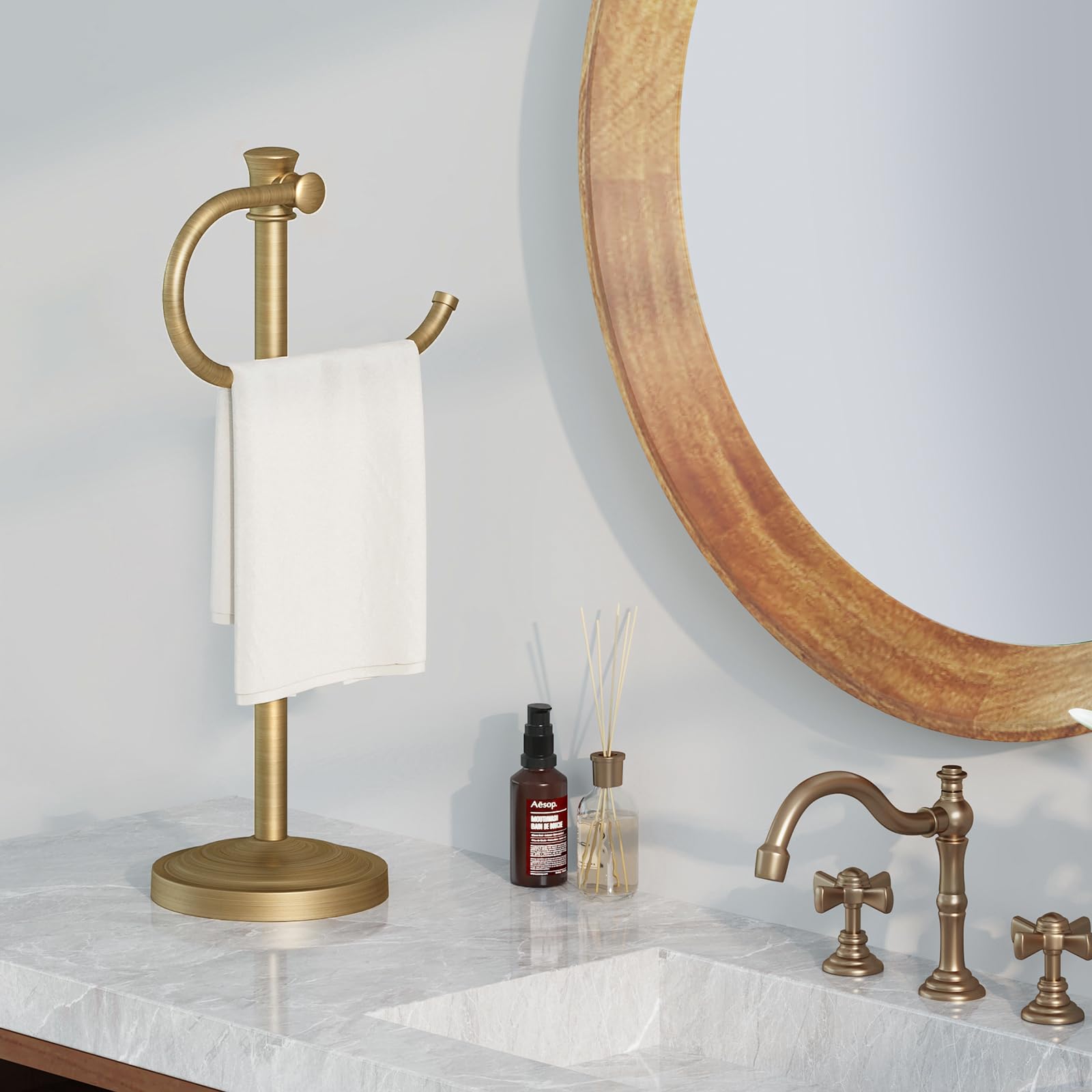 BESy free-standing towel rack base offers easy placement and upright stability.