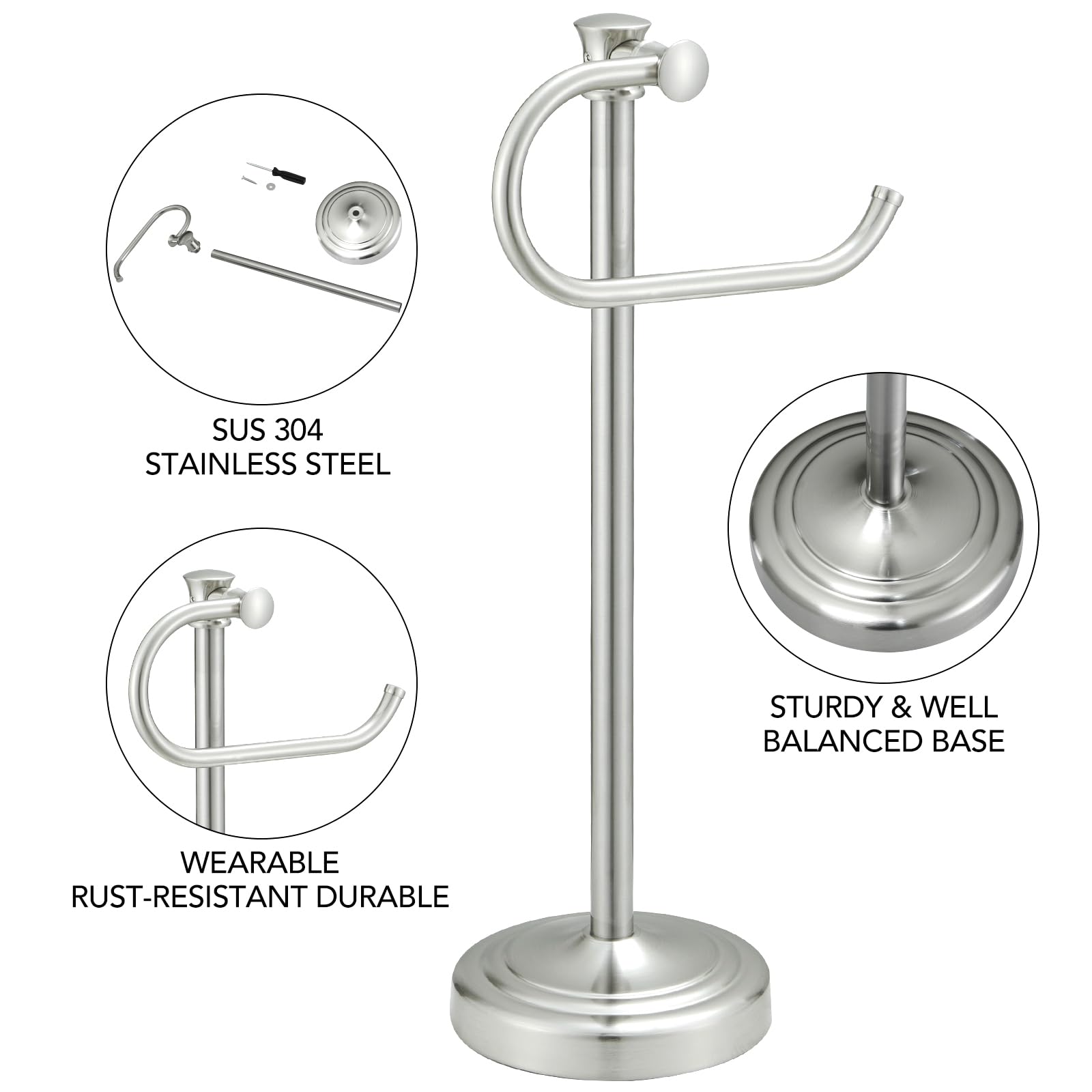 BESy free-standing towel rack bathroom demonstrates stable, space-saving design.
