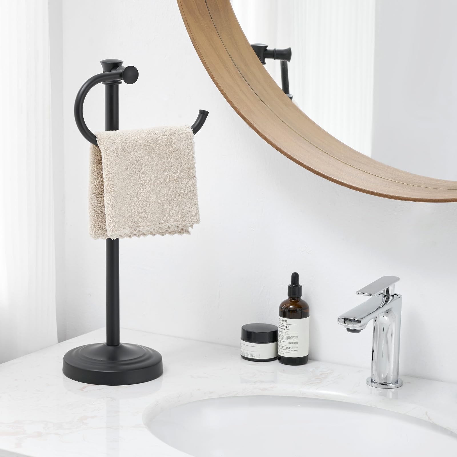 BESy free-standing towel rack side view highlights stable base