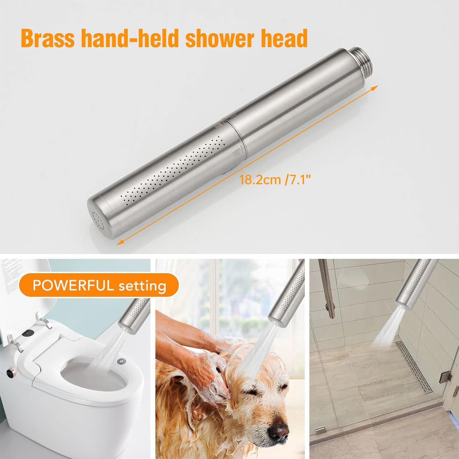 BESy high-pressure shower head delivering strong water flow for rinsing.