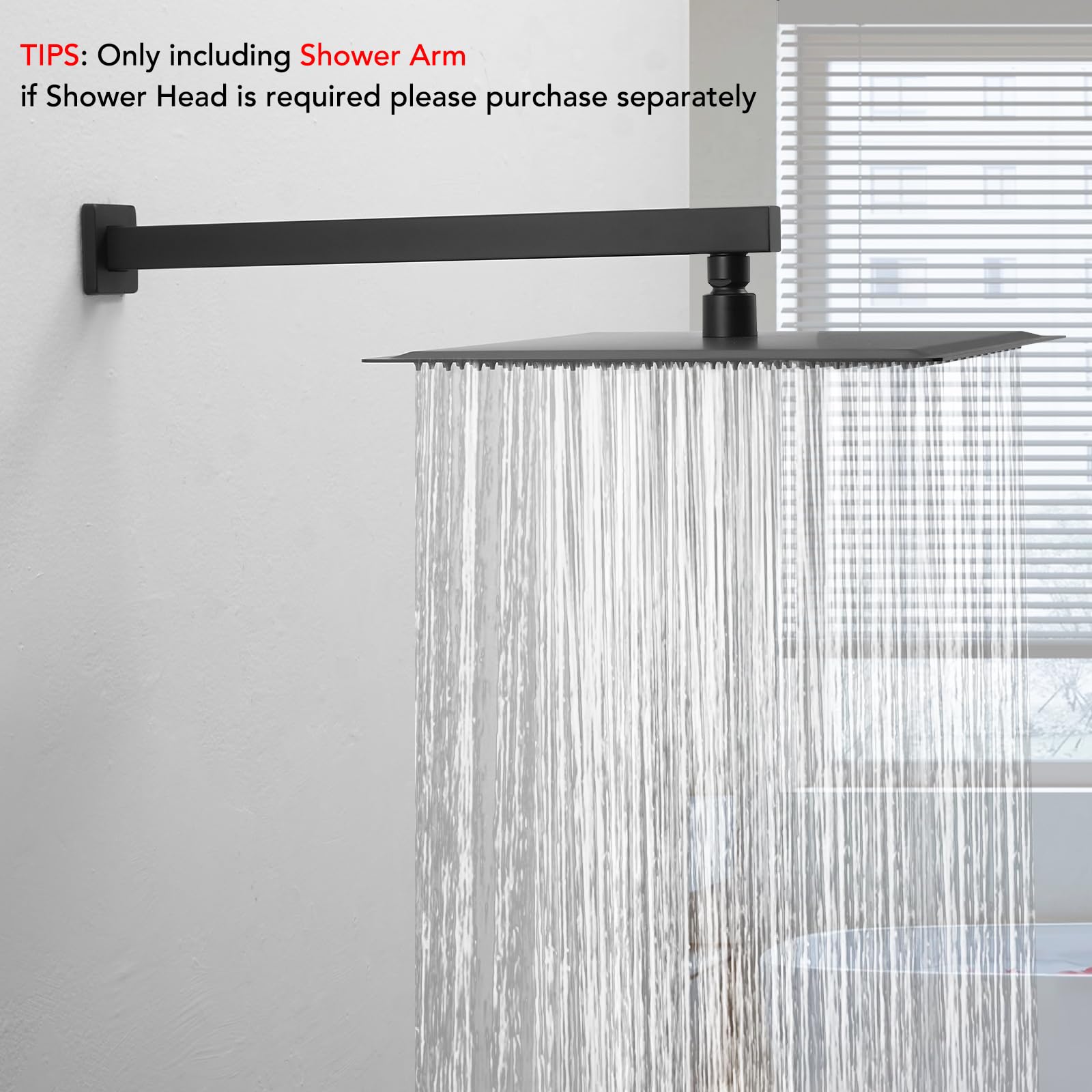 BESy matte black finish on shower arm complements modern bathrooms.