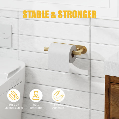 Besy pivoting-arm toilet paper holder with brushed gold finish for easy roll changes