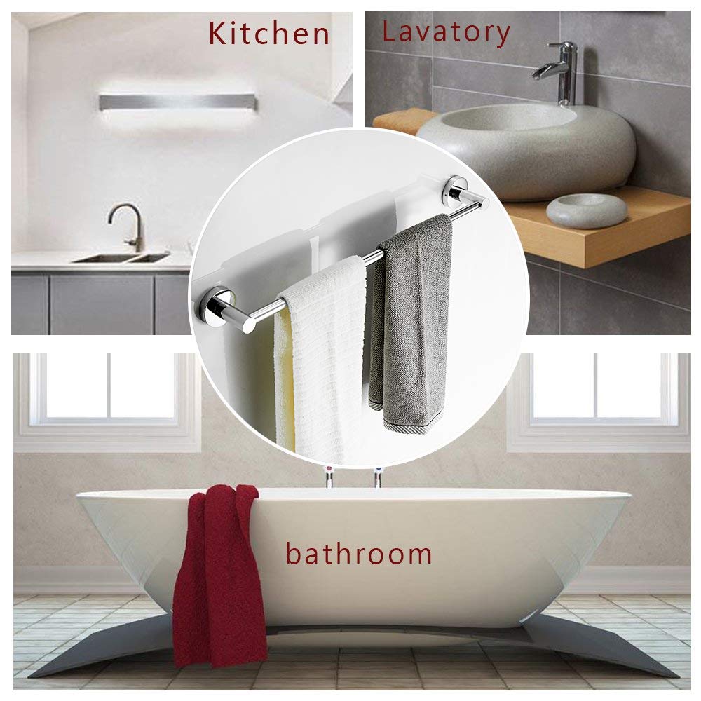 BESy polished chrome towel bar with a modern, hotel-style design.