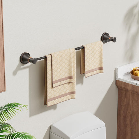 BESy retractable towel bar mechanism demonstrates customizable length for spaces