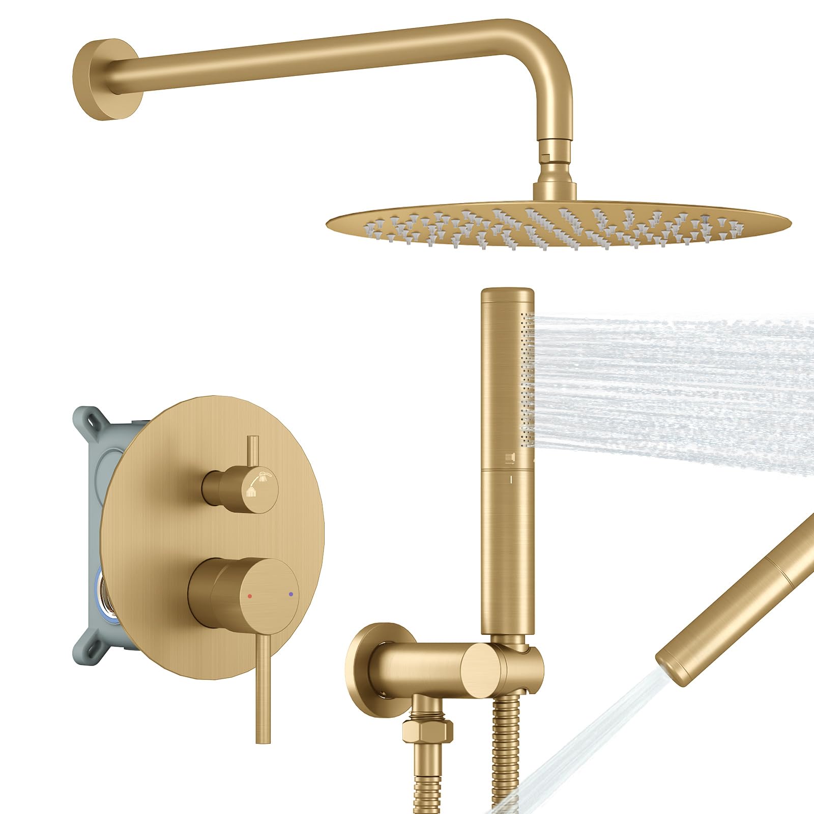 BESy shower system 10-inch round head delivers immersive rainfall