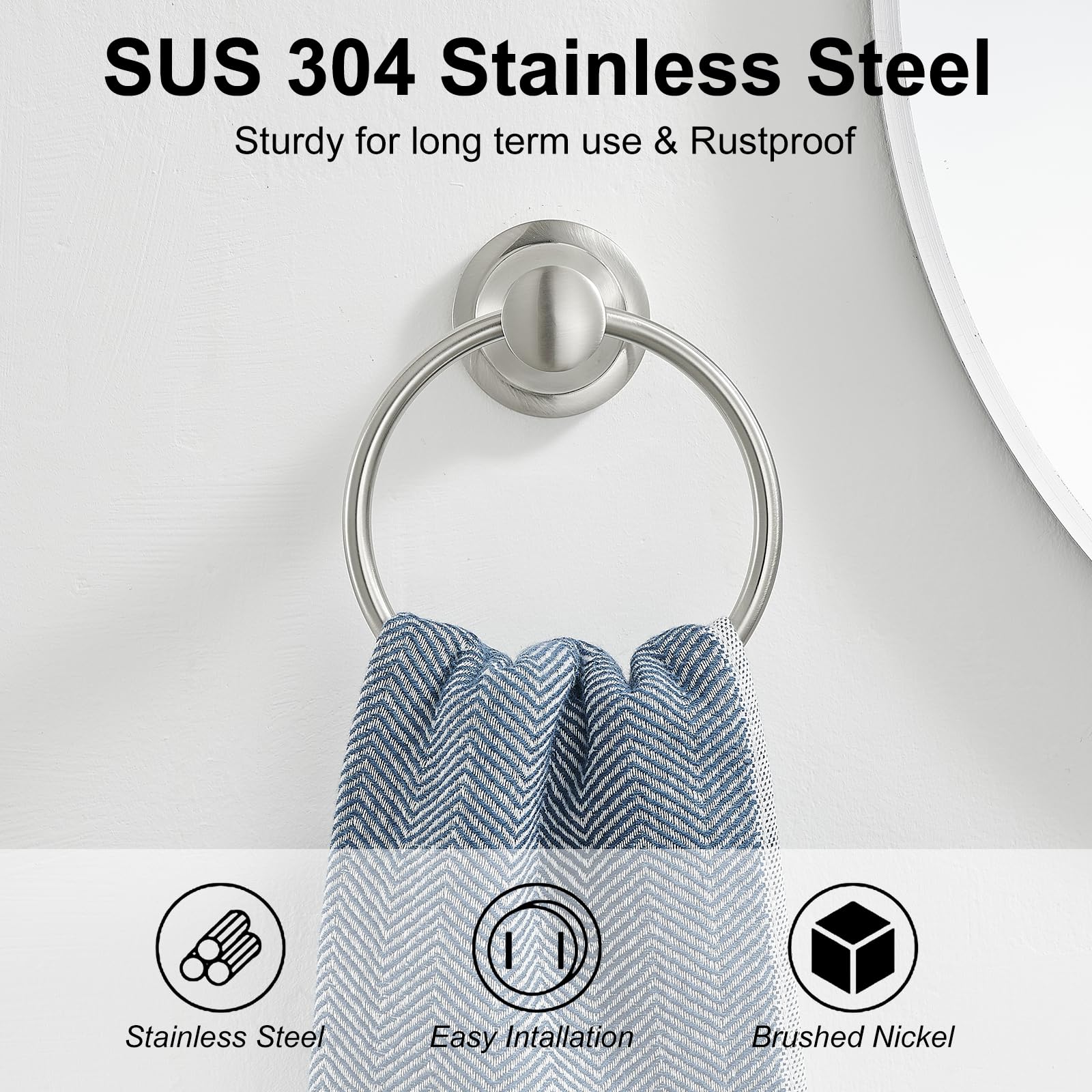 BESy solid metal towel ring highlights durable construction for daily use