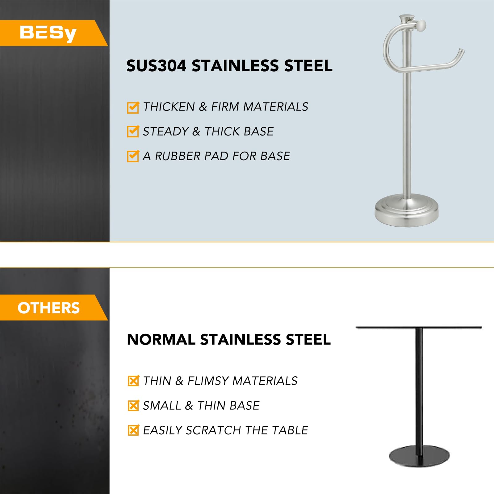 BESy stainless steel towel rack assembly offers durable, rust-resistant performance.
