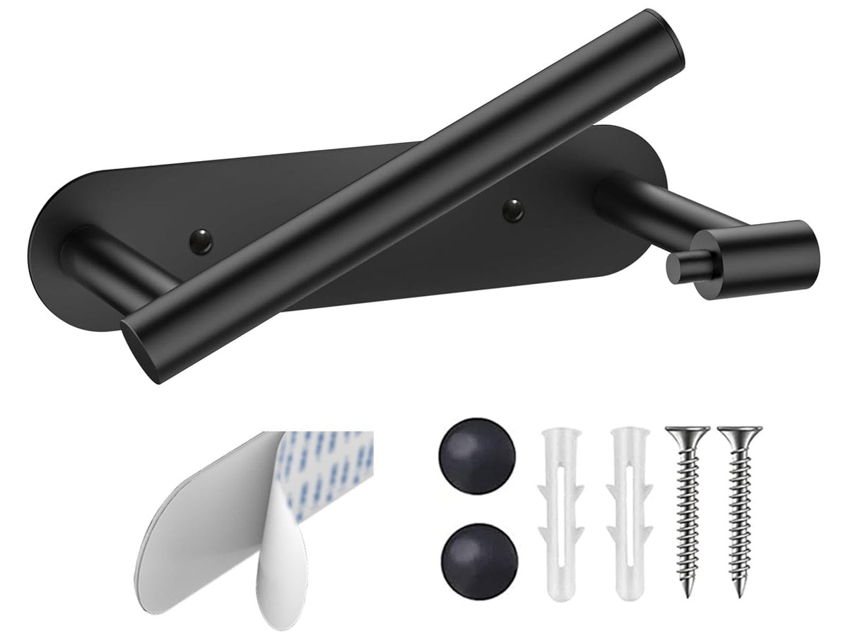 BESy adhesive toilet paper holder with matte black finish, rustproof and corrosion resistant.
